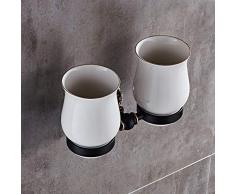 Porte-serviettes de salle de bain porte-serviettes de salle de bains attaché à un pack métallique Porte-serviettes rétro en aluminium noir double berceau fixe, double tasse