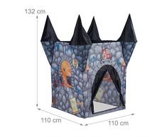 Relaxdays- Haunted Castle Play Tent, Spooky Playhouse for Girls Boys, Age 3 and Up, HxWxD: 132 x 110 x 110 cm, Grey Jeu Enfants Château hanté Filles et garçons Pliable 3 Ans, 10022463, Gris