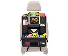 JiatuA Organisateur de Voiture, Cuir PU Premium Organisateur de Voiture Imperméable Organisateurs de Kick Mats Protection Arrière de Siège Auto Rangement de Voiture Compatible Tout Types de Véhicules