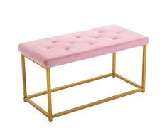 Zoternen Banc Banquette en Velours Banc à Chaussures Entrée Tabouret de Coiffeuse Bout de Lit Chaise Longue pour Chambre à Coucher Salon Entrée, Confortable, 89x44.5x44.5cm(Rose)