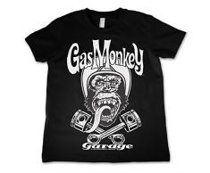 Officiellement Marchandises Sous Licence Gas Monkey Garage - Biker Monkey Unisexe Enfant T-Shirt- Noir 3/4 Ans