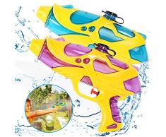 Zaloife Pistolet à Eau pour Enfants Jouet Blaster Pistolet à Eau 200ml Jeu de Plein Air Dété Piscine Plage Jouet Cadeau pour Enfant et Adultes Piscine Plage, 2 Pack
