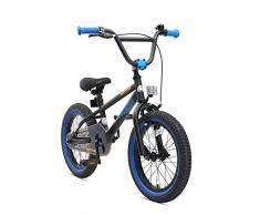 BIKESTAR Vélo Enfant pour Garcons et Filles de 4-5 Ans | Bicyclette Enfant 16 Pouces BMX avec Freins | Noir & Bleu