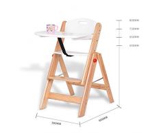 Chaise Haute Bébé Chaise Haute Évolutive Table À Manger Pliante Portable en Bois Massif ZHANGQIANG (Couleur : Blanc, Taille : Large)