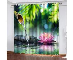 Rideau Occultant 3D À Oeillets - Pierre Zen Fleur Rose - Rideau Occultant Décor Moderne pour Chambre denfants Accroché À La Tringle À Rideau - 150X166Cm