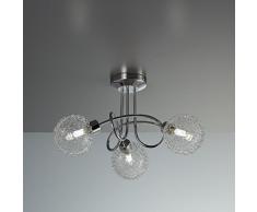 B.K. Licht plafonnier LED 3 spots orientables, boules en cristal, luminaire moderne design, éclairage plafond, blanche chaude, lampe salon cuisine couloir chambre, 230V, G9, IP20, 3x3,5W