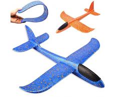 2 pièces avion en polystyrène, enfants avion jouet en plein air jeter planeur planeur manuel jet de mousse volant modèle jouer équipement cadeau pour enfants garçon fille anniversaire des enfants