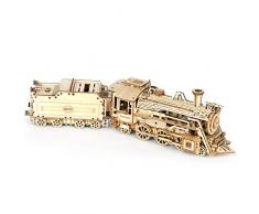 ROKR Train en Bois à Construire - 3D Puzzle Maquette Bois - Maquette mécanique pour des Enfants et des Adulte (Prime Steam Express)