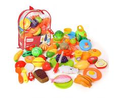 BeebeeRun Jouet à Découper Légumes et Fruits,Jeu Dimitation,Jeu de Cuisine,Jeu Dimitation,Jouets éducatifs pour Enfants Bébé Garçons Filles