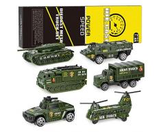 XDDIAS Véhicule Militaire Miniature, 6 Pcs Jouet Véhicule Armée Alliage Voiture, Camion Tank Jeep Hélicoptère Jouet Cadeaux de Anniversaire pour Enfants