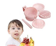 Rabbfay Bébé Aliments Mixeur, Manuel Aliments Broyage Bol, Bébé Aliments Supplément Broyeur avec 4 Types De Broyage Les Méthodes, Antidérapant Silicone Succion Tasse, Adapté pour Bébé Aliments