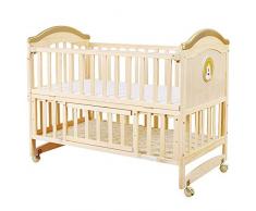 HUATINGRHYE Lit Bébé Berceau, Bois Massif sans Peinture, Lit Berceau Multifonctions, Lit à Hauteur De Joint Réglable, Lit De Jeu, avec Moustiquaire