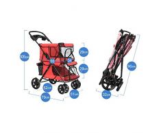 X&MM Pet Poussette, Facile Chiens Pliant Double Pet Trolley Grand Espace Chariots Quatre séries de Fournitures Voyage d'extérieur Chariot,A