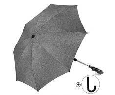 RIOGOO Parasol pour poussette Parasol Universal 50+ UV Parasol de protection solaire pour bébé et nourrisson avec poignée de parapluie pour landau, poussette, poussette et poussette-Gris