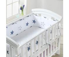 Luchild Tour de lit Protection avec schärpen multicolores Protection de tête nid gardelinge pour lit de bébé ours sur l’ échelle 210x28 cm-Blanc