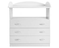 Commode à Langer - avec 3 Tiroirs et 1 Compartiment Ouvert, 85 x 71 x 96 cm, en Blanc - Table, Plan à Langer, pour Bébé, Chambre dEnfant
