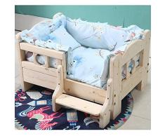 Lit en Bois Dintérieur De Maison De Chien/Chat, Berceau danimal De Compagnie en Bois De Pin avec des Marches Descalier for lescalade Facile De Chien Au Lit Nipour Animaux de compagniemwsoz