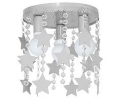 9753 Lustre en acier de plafond pour chambre d'enfant, plafonnier elza3 étoile, grise.