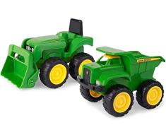 TOMY - Coffret Mini Camion Benne et Tracteur Miniature de John Deere 42952, Véhicules de La Ferme Jouet, Jouet Éducatif, Voiture Miniature Adaptée aux Enfants dès 3 ans+
