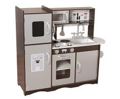 MCC Grande Cuisine en Bois (Marron et Gris) pour Enfants et Son Ensemble de Jouets/Accessoires
