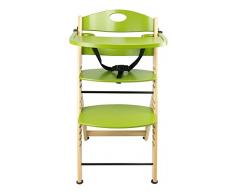 Chaise Haute Avec Plateau En Bois Vert Naturel Chaise Bébé Escalier Solide Et Stable Haute Qualité Sécurité Réglable En Hauteur Dès Naissance Evolutive