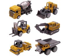 Dreamon Voiture Jouet en Métal ,Coffret 6 Véhicules de Construction Camion Cadeau pour Enfant de Petites Voitures Miniatures