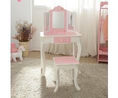 Coiffeuse enfant Teamson bois table maquillage miroir tabouret fille TD-11670K