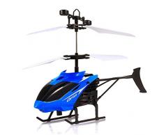 Manadlian Hélicoptère Jouet Enfant, Flying Mini RC hélicoptères à Induction Infra-éclair Jouets Clignotants pour Enfant (Bleu)