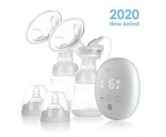amzdeal Tire-Lait Électrique, Tire-Lait Électrique Double avec 4 Modes et 16 Niveaux de Succion, Pompe d’Allaitement en Matériel sans BPA, Portable et Silencieux, Rechargeble USB, LED Écran