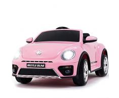 Uenjoy VW Beetle 12V Voiture pour Enfant,Voiture Electrique Enfants avec Télécommande ,Porte Double,Rose