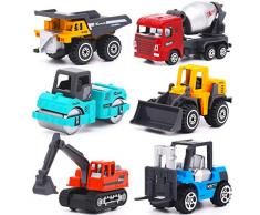 YIMORE Vehicules de Chantier 6 pcs Jouet Camion Voiture Véhicule de Construction Noël Anniversaire Cadeau pour Enfant Garcon Fille 3 4 5 Ans