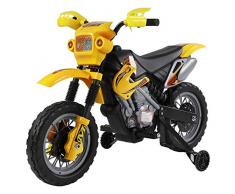 Homcom Moto Cross électrique Enfants à partir de 3 Ans 6 V phares klaxon musiques 102 x 53 x 66 cm Jaune et Noir