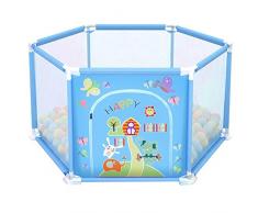 deAO Parc pour bébé et Terrain de Jeu de 50 balles colorées à lintérieur (hexagone Bleu)