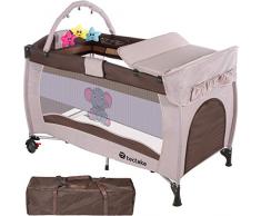 TecTake Lit Bébé Parapluie Pliant réglable avec Accessoires - diverses couleurs au choix - (marron/café | no. 402203)