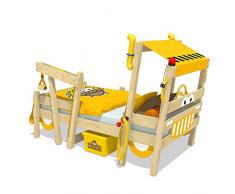 WICKEY lit pour enfant Crazy Sparky Max design Pelleteuse - Lit simple en bois massif - 90x200 cm
