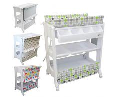 Monsieur Bébé ® Table à langer avec baignoire et rangements - 4 coloris - Norme NF EN 12221
