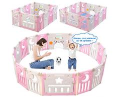 Parc Bébé barriere de securite parc enfant Barrière Securitè avec panneau dactivités Jeu Espace Jeu Chambre Enfant lintérieur ou lextérieur avec 14 Panneaux