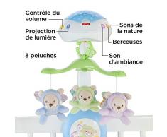 Fisher-Price Doux Rêves Papillon 3-en-1 Mobile Musical pour Lit Bébé Télécommandé, Projection de Lumières, Musiques et Sons, dès la Naissance, CDN41