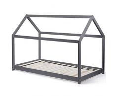 IDMarket - Lit cabane 90x190 cm Gris