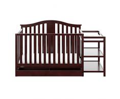 Lit de bébé convertible 4 en 1 Graco Solano et changeur avec tiroir Espresso, lit de bébé à côté fixe, construction en bois massif de pin et bois, convertible en lit de bébé Lit de jour ou lit doubl