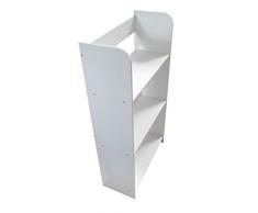 Meuble De Rangement Bibliothèque Blanc 3 Casiers 3 Escalier Niveaux Bois Blanc Pour Les Livres et Jouets Chambre d’Enfant Bibliothèque En Blanc Bois