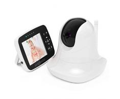 Babyphone Video CACAGOO Moniteur Bébé sans Fil avec Rotation 360°, Zoom Panoramique à Distance Caméra 1080p, 3.5 LCD Couleur Surveillance de la Température Berceuse Bidirectionnel Vision Nocturne