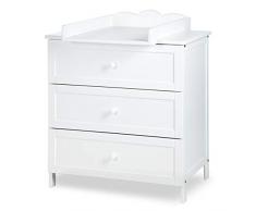 RADEK III Commode à langer 3 tiroirs plan à langer amovible Blanc