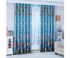 Rideaux Salon Design Moderne Kolylong 150x270cm animale Paradise Imprimer Rideau Shading Rideau de fenêtre Panneau Drapé Valances Sheer pour les enfants (Bleu)