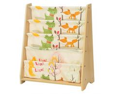 SONGMICS Bibliothèque pour Enfants, Étagère à 4 Niveaux pour Livres, Fournitures Scolaires pour Chambre d’Enfant, Garderie, École Maternelle, Multi-Couleurs, Couleur Bois Naturel d’érable GKR71YL