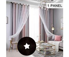 yorten Star Curtains Stars Rideaux doccultation pour Enfants Filles Chambre Salon Coloré Rideaux de Fenêtre Double Couche Colorés, 1 Panneau - Taille Facultatif