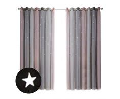 Seasaleshop- Double Rideaux Enfants, Rideaux avec Etoiles Motif Isolant Thermique Anti Froid, Thermique Décoration De Fenêtre pour Enfant Chambre Maison, 2 Pièces