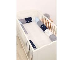 ULLENBOOM ® Tour de lit serpent, bleu marine bleu ciel gris (300 x 13 cm)