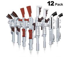 12 Pièces Stylos à Bille en Forme de Pistolet Stylos de Jouets Pistolet Stylos de Gel Nouveauté avec Aimant pour Papeterie Drôle Fournitures de Bureau Scolaires Cadeau pour Enfants