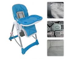 Chaise haute règlable pour bébé - Chaise bleue avec tablette pour enfants de 6 mois à 3 ans